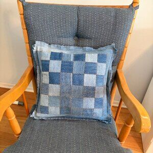 Re-purposed Woven Denim Throw Pillow